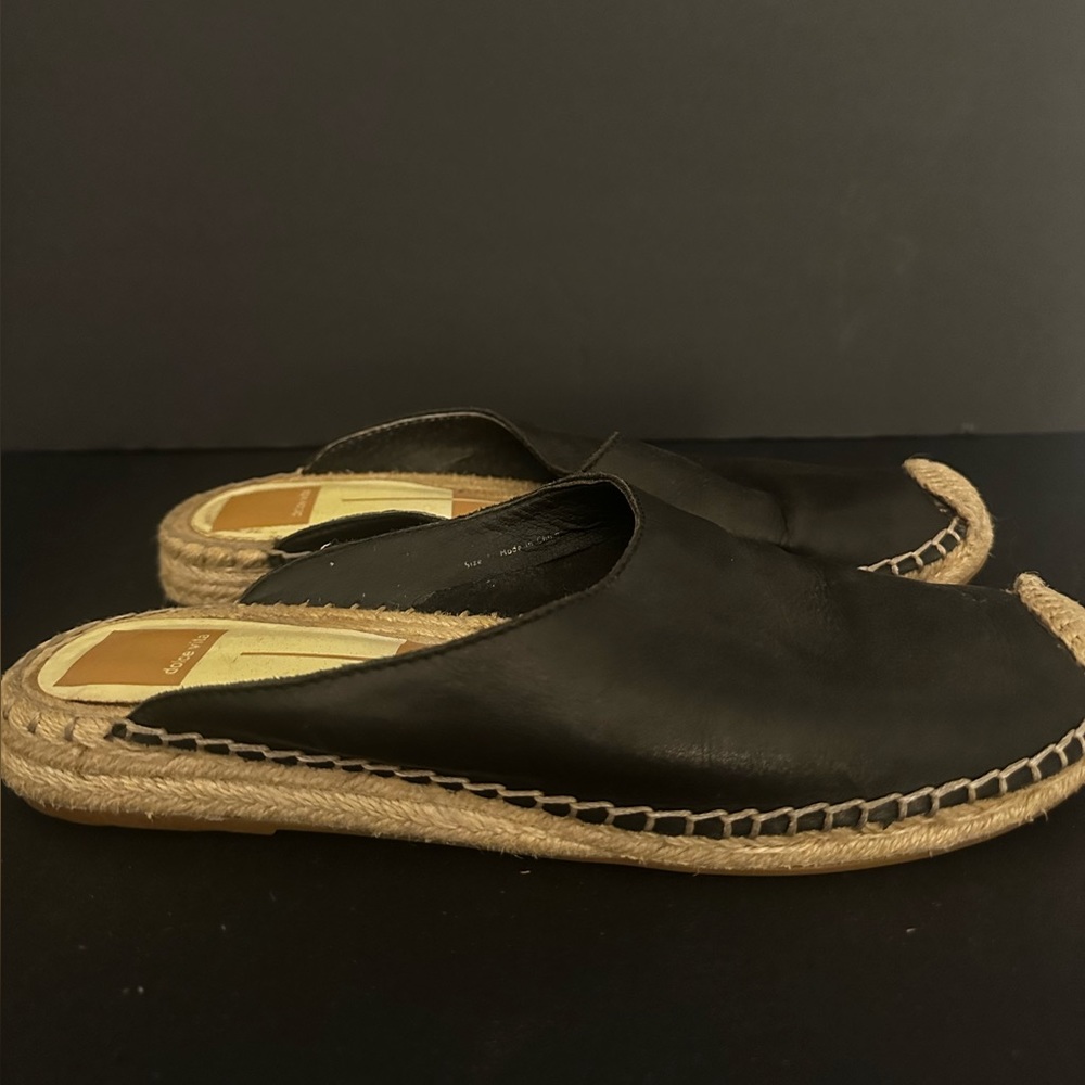 Dolce Vita, black espadrille slides, open back shoes, size 7